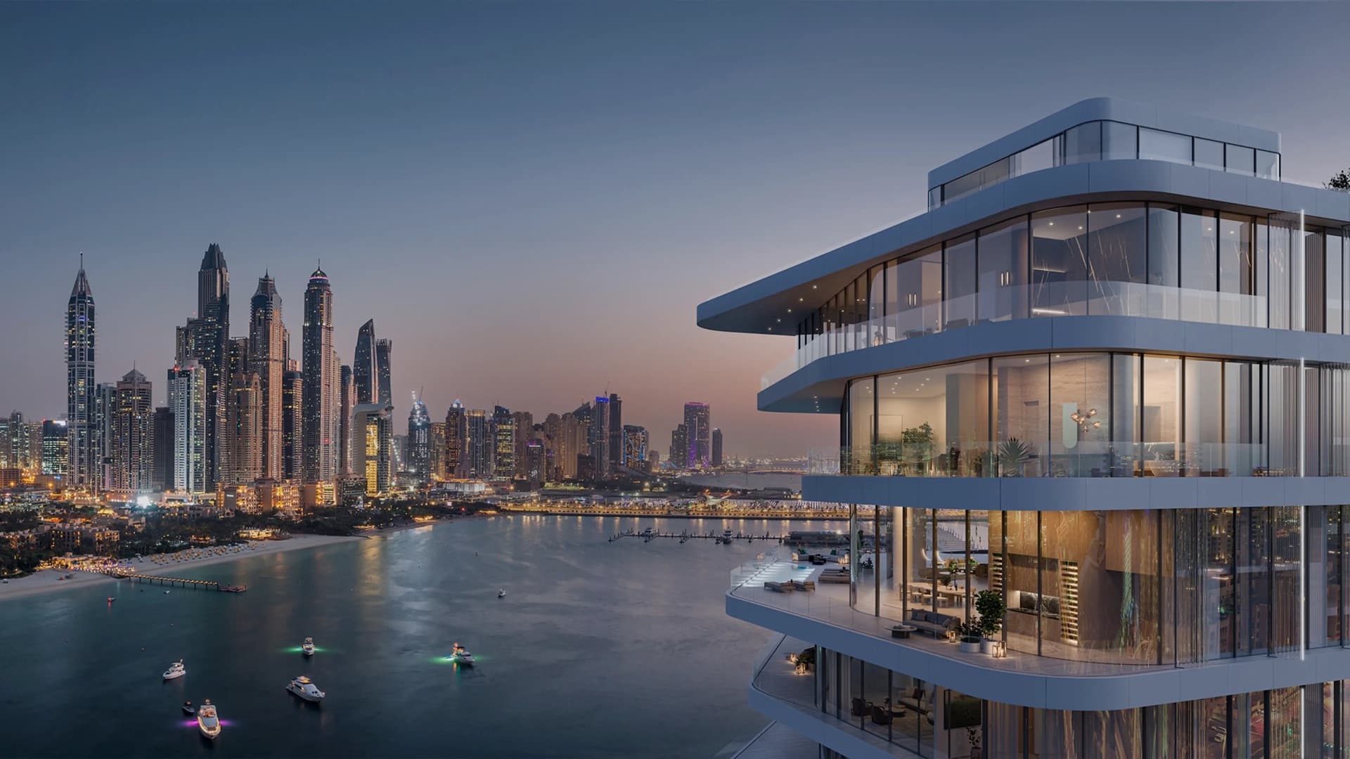 Dubai waterfront skyline and contemporary residence